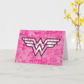 Wonder Woman Pink Comic Book Collage Logo Kaart (Gele Bloem)