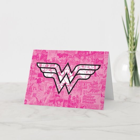 Wonder Woman Pink Comic Book Collage Logo Kaart (Voorkant)