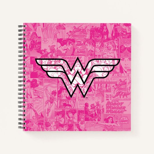 Wonder Woman Pink Comic Book Collage Logo Notitieboek (Voorkant)