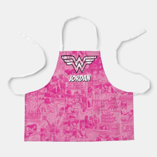 Wonder Woman Pink Comic Book Collage Logo Schort (Voorkant)