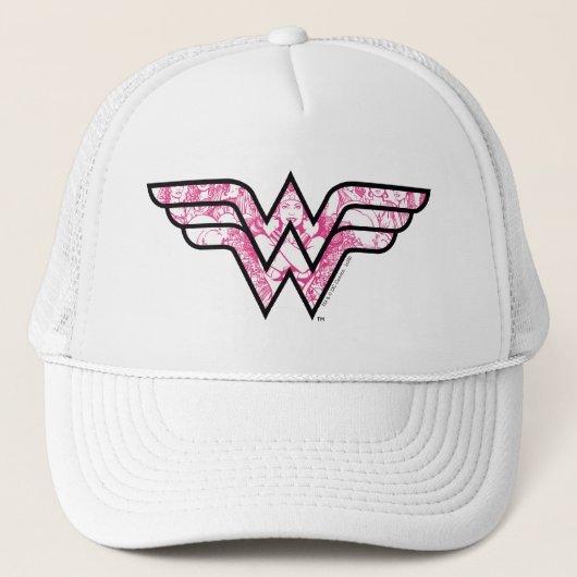 Wonder Woman Pink Comic Book Collage Logo Trucker Pet (Voorkant)