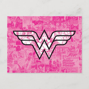 Wonder Woman Pink Comic Book Collage Logo Uitnodiging Briefkaart