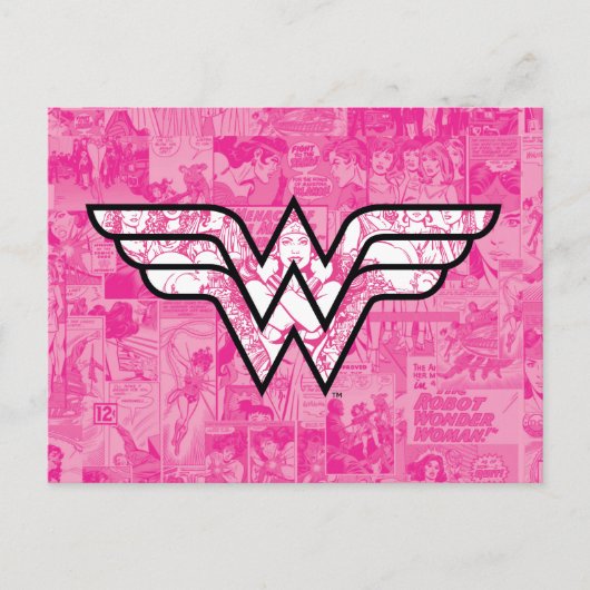 Wonder Woman Pink Comic Book Collage Logo Uitnodiging Briefkaart (Voorkant)
