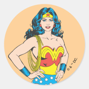 Wonder Woman Pose met Lasso Ronde Sticker
