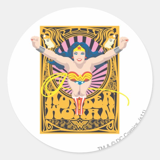 Wonder Woman Poster Ronde Sticker (Voorkant)