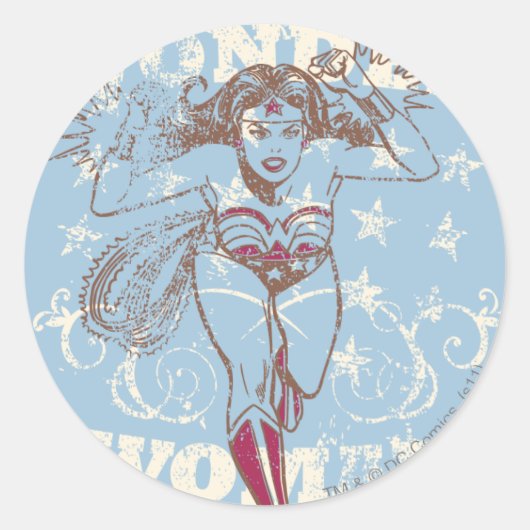 Wonder Woman Pow Ronde Sticker (Voorkant)