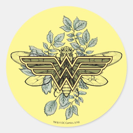 Wonder Woman Queen Bee Logo Ronde Sticker (Voorkant)