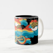 Wonder Woman Rainbow Clouds Patroon Tweekleurige Koffiemok (Voorkant rechts)