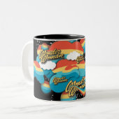 Wonder Woman Rainbow Clouds Patroon Tweekleurige Koffiemok (Voorkant links)