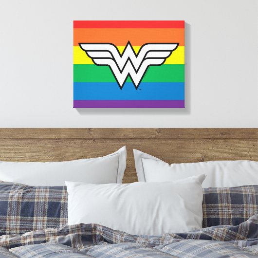 Wonder Woman Rainbow Logo Canvas Afdruk (Insitu (Slaapkamer))