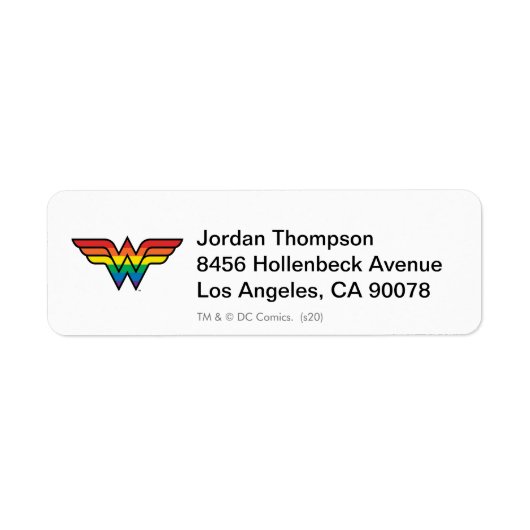 Wonder Woman Rainbow-Logo Etiket (Voorkant)