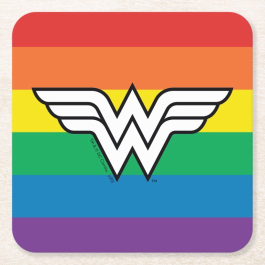 Wonder Woman Rainbow Logo Kartonnen Onderzetters (Voorkant)