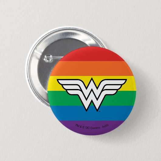 Wonder Woman Rainbow Logo Ronde Button 5,7 Cm (Voorkant /achterkant)
