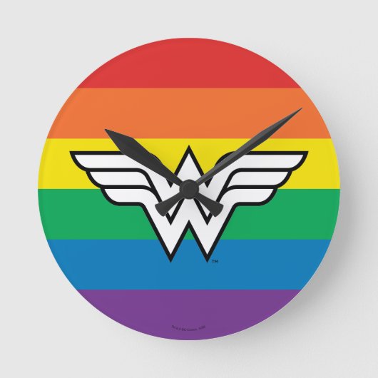 Wonder Woman Rainbow-Logo Ronde Klok (Voorkant)