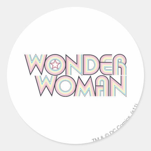 Wonder Woman Rainbow Logo Ronde Sticker (Voorkant)