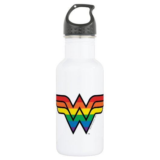 Wonder Woman Rainbow-Logo Waterfles (Voorkant)
