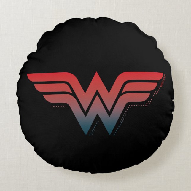 Wonder Woman Red Blue Gradient Logo Rond Kussen (Voorkant)