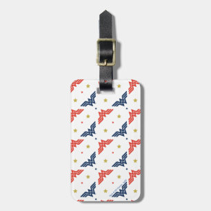 Wonder Woman Red & Blue Logo Pattern Bagagelabel