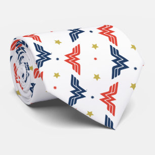 Wonder Woman Red & Blue Logo Pattern Stropdas