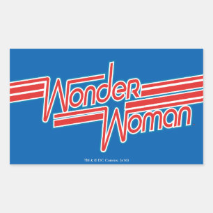 Wonder Woman Red en Blue Stripe Logo Rechthoekige Sticker