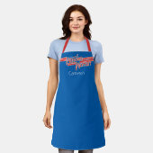 Wonder Woman Red en Blue Stripe Logo Schort (Gedragen)