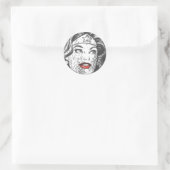 Wonder Woman Red Lips Ronde Sticker (Tas)