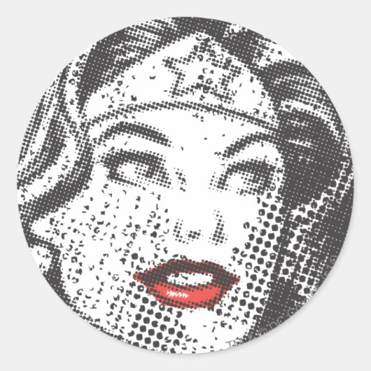 Wonder Woman Red Lips Ronde Sticker (Voorkant)