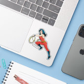 Wonder Woman Red Outfit Sticker (Laptop met iPhone)