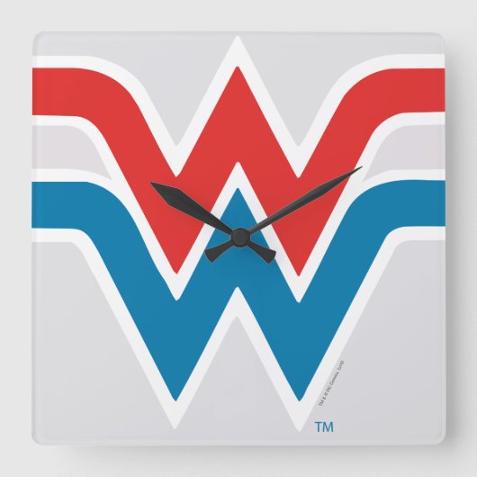 Wonder Woman Red White en Blue Logo Vierkante Klok (Voorkant)