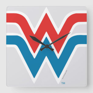 Wonder Woman Red White en Blue Logo Vierkante Klok