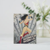 Wonder Woman Retro City Sunburst and Stars Briefkaart (Staand voorkant)