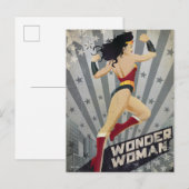 Wonder Woman Retro City Sunburst and Stars Briefkaart (Voorkant / Achterkant)