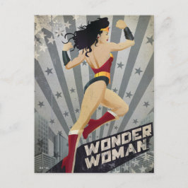 Wonder Woman Retro City Sunburst and Stars Briefkaart