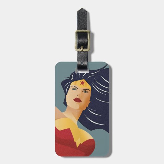 Wonder Woman Retro City Sunburst Bagagelabel (Voorkant verticaal)