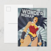 Wonder Woman Retro City Sunburst Briefkaart (Voorkant / Achterkant)