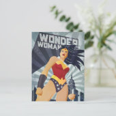 Wonder Woman Retro City Sunburst Briefkaart (Staand voorkant)