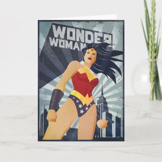 Wonder Woman Retro City Sunburst Kaart (Voorkant)