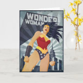 Wonder Woman Retro City Sunburst Kaart (Gele Bloem)