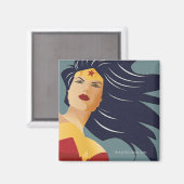 Wonder Woman Retro City Sunburst Magneet (Voorkant / Achterkant)
