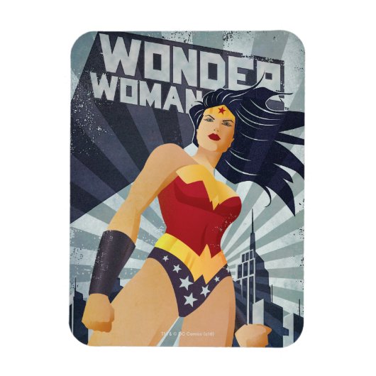 Wonder Woman Retro City Sunburst Magneet (Verticaal)