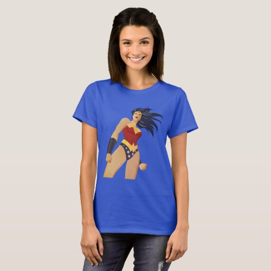 Wonder Woman Retro City Sunburst T-shirt (Voorkant volledig)