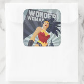 Wonder Woman Retro City Sunburst Vierkante Sticker (Tas)