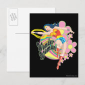 Wonder Woman Retro Flowers Briefkaart (Voorkant / Achterkant)