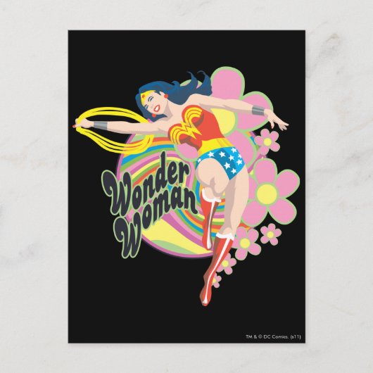 Wonder Woman Retro Flowers Briefkaart (Voorkant)