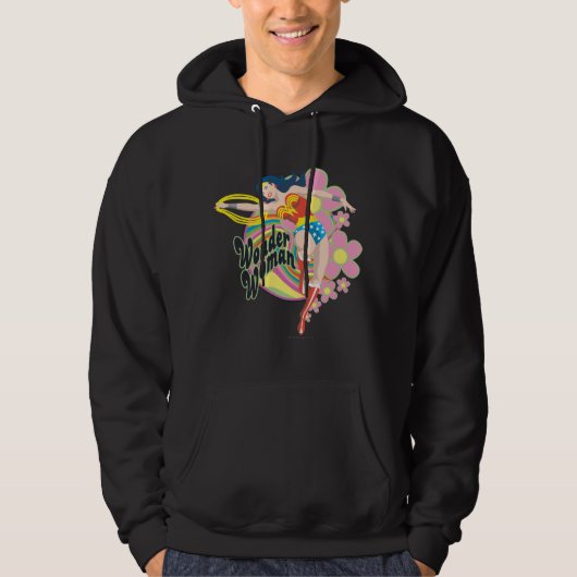 Wonder Woman Retro Flowers Hoodie (Voorkant)