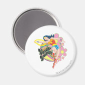 Wonder Woman Retro Flowers Magneet (Voorkant / Achterkant)