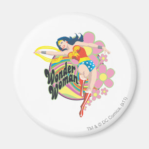 Wonder Woman Retro Flowers Magneet