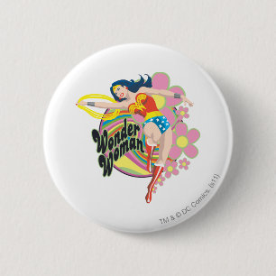 Wonder Woman Retro Flowers Ronde Button 5,7 Cm