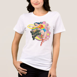 Wonder Woman Retro Flowers Tri-Blend Shirt
