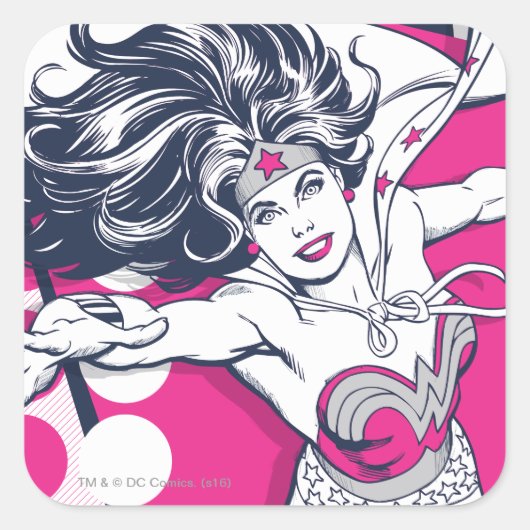 Wonder Woman Retro Glam Character Art Vierkante Sticker (Voorkant)